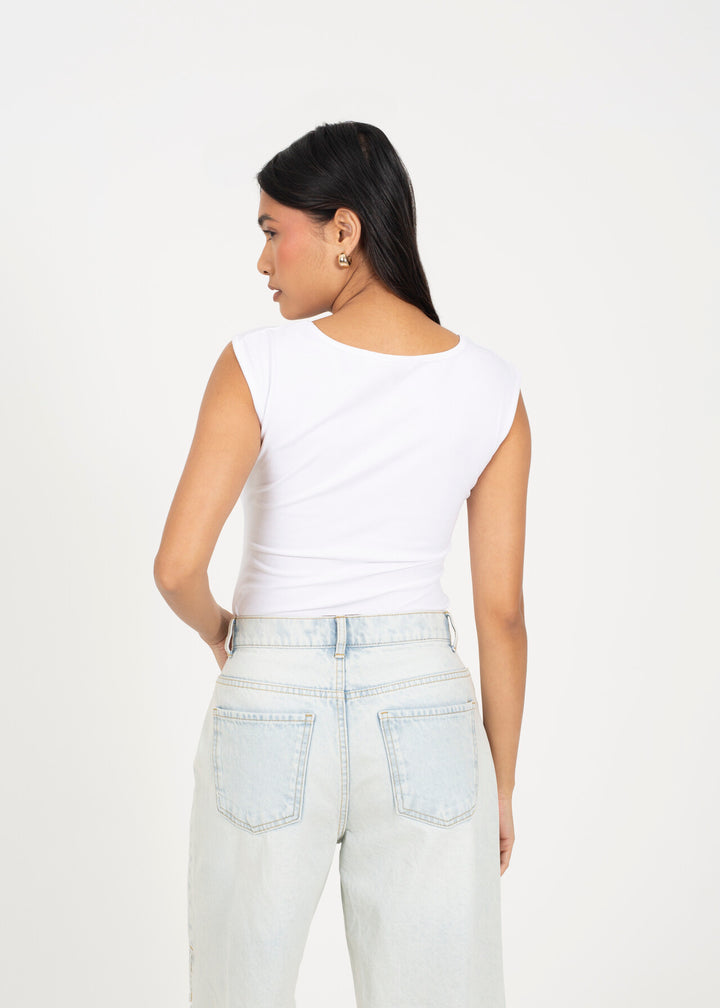 BASIC SCOOP NECK BODYSUIT, WHITE