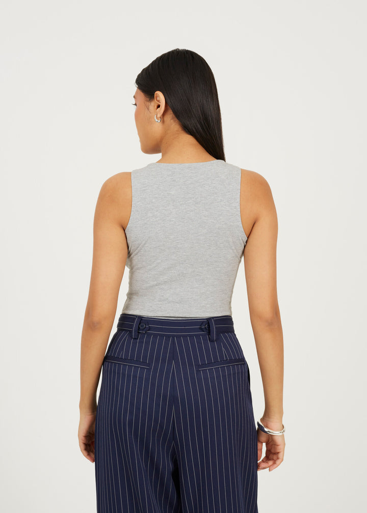 BASIC CREW NECK BODYSUIT, GREY