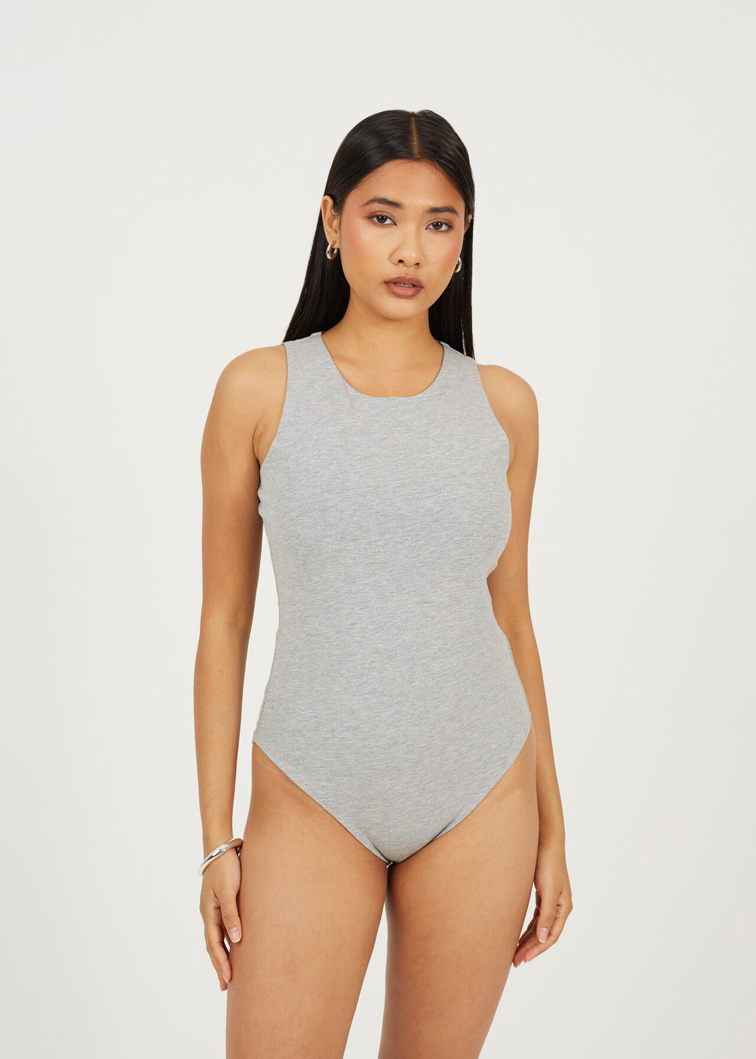 BASIC CREW NECK BODYSUIT, GREY