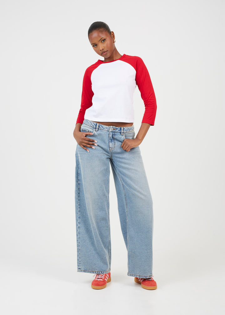 CONTRAST COLOUR RAGLAN SLEEVE T-SHIRT