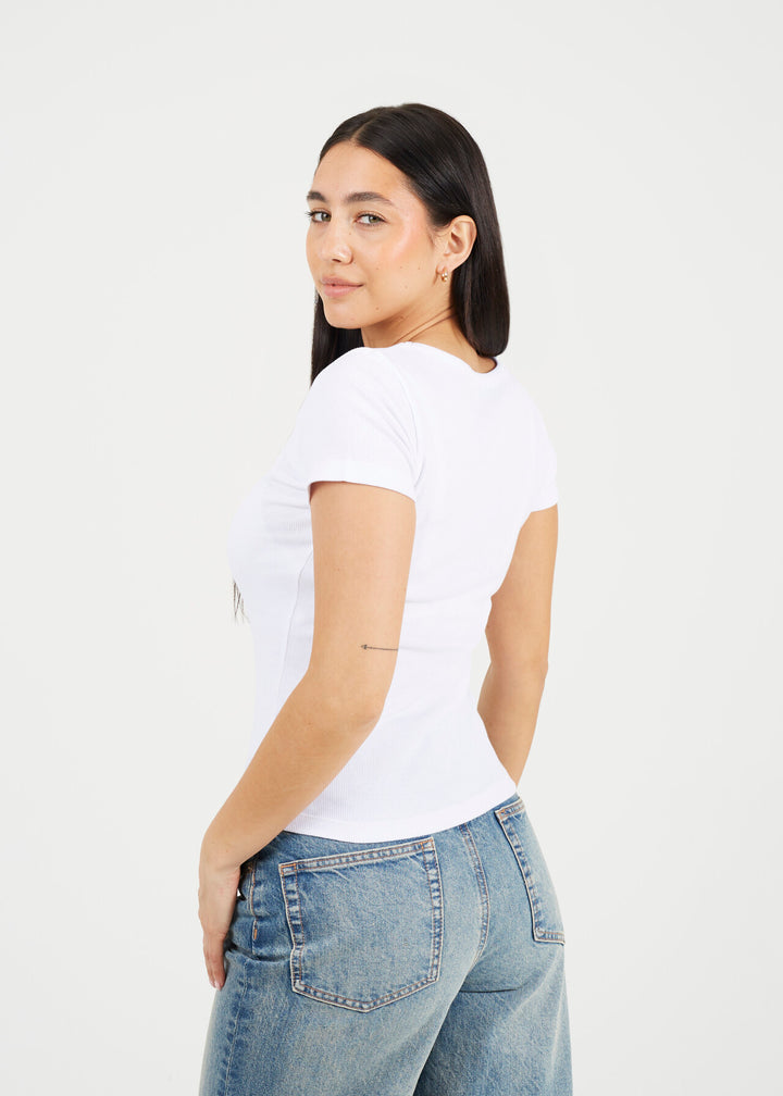 SHORT SLEEVE SCOOP NECK, WHITE