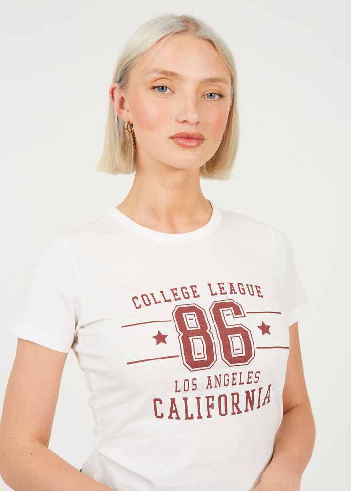 'COLLEGE LEAGUE 86 LOS ANGELES' PRINTED T-SHIRT