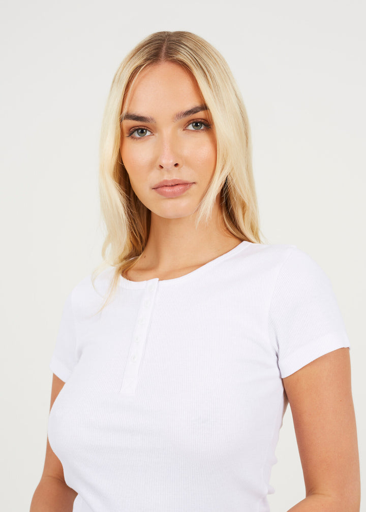 QUARTER BUTTON SHORT SLEEVE T-SHIRT