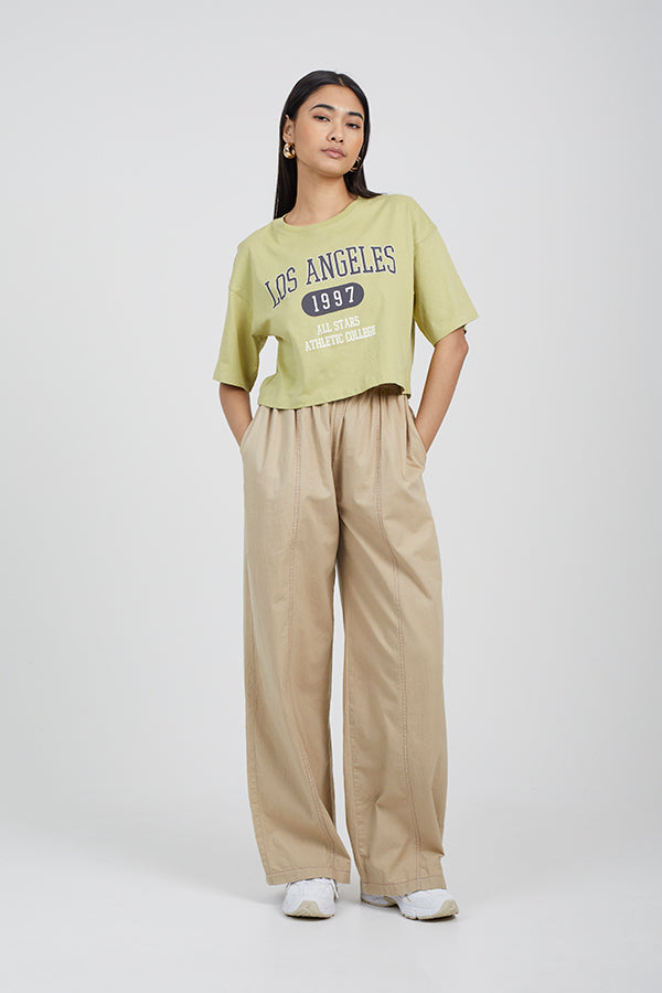 LOS ANGELES SLOGAN CROPPED T-SHIRT