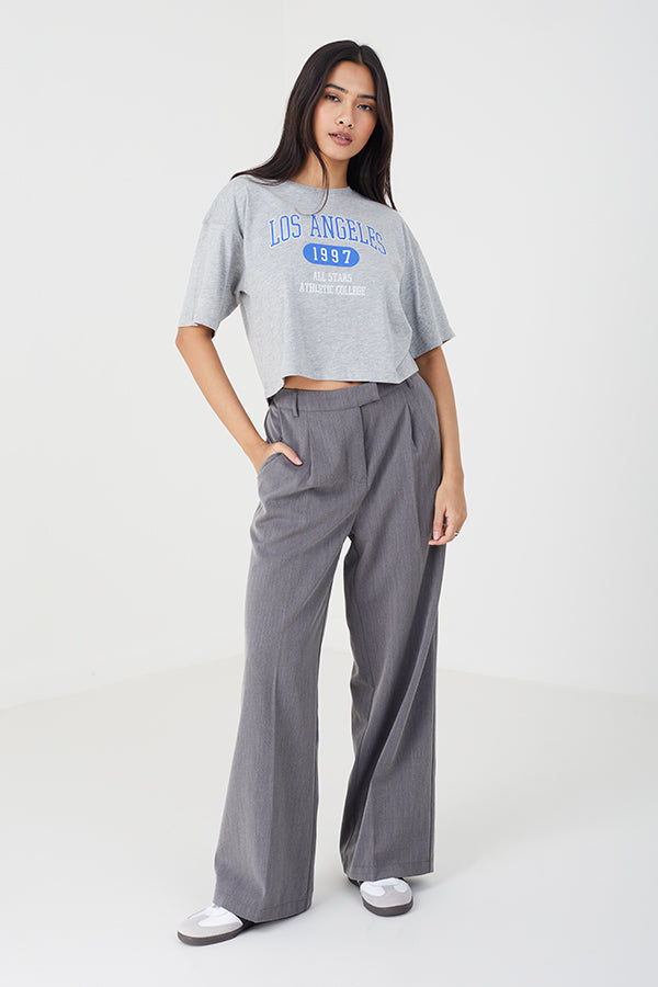 LOS ANGELES SLOGAN CROPPED T-SHIRT
