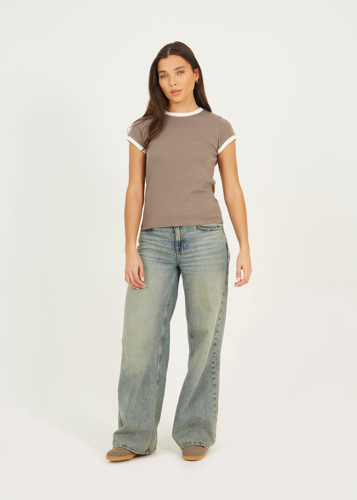 CONTRAST EDGE JERSEY T-SHIRT