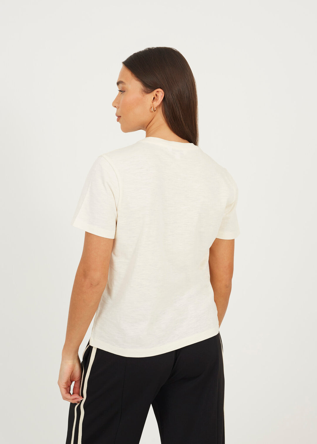 EMBROIDERED SHORT SLEEVE BOXY T-SHIRT, CREAM