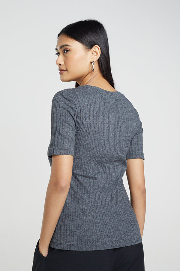 KNITTED RIB T-SHIRT