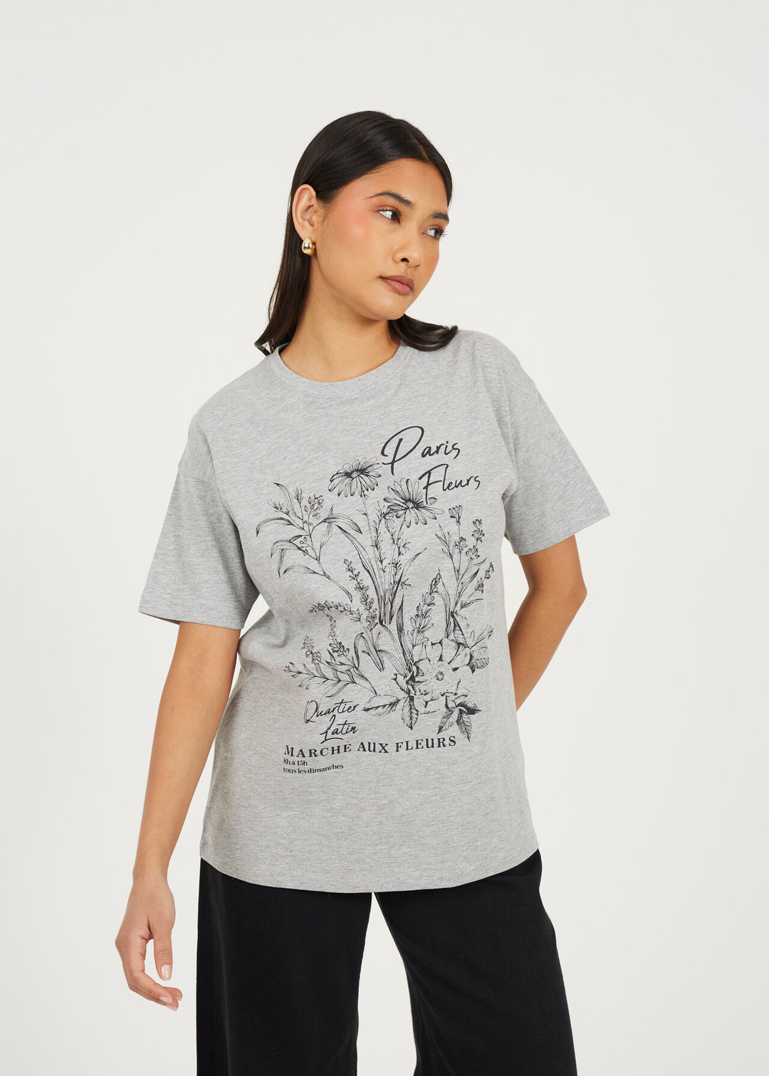 GRAPHIC T-SHIRT, DARK GREY MARL