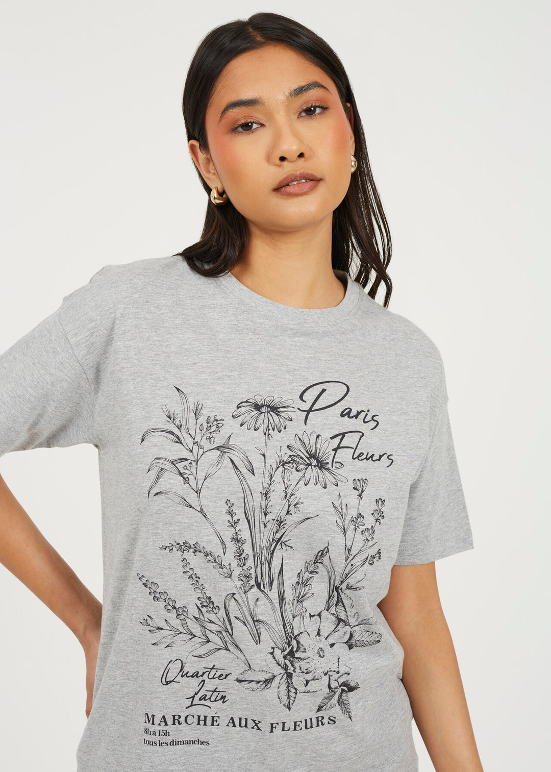 GRAPHIC T-SHIRT, DARK GREY MARL