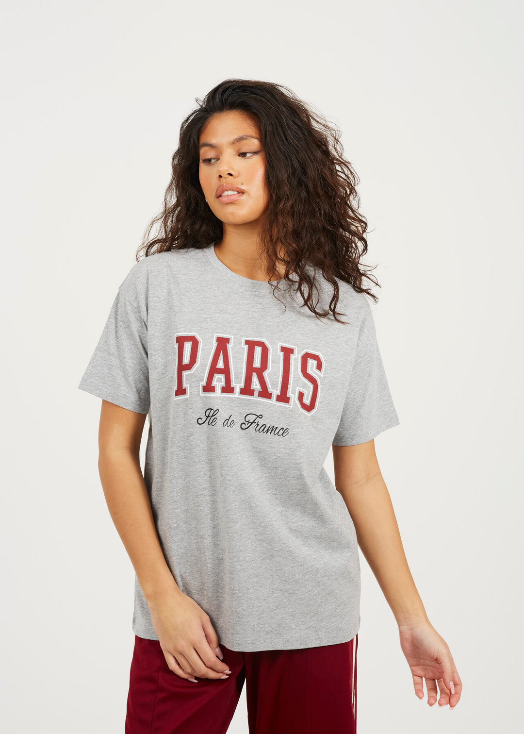 'PARIS' GRAPHIC RELAXED FIT T-SHIRT, DARK GREY MARL