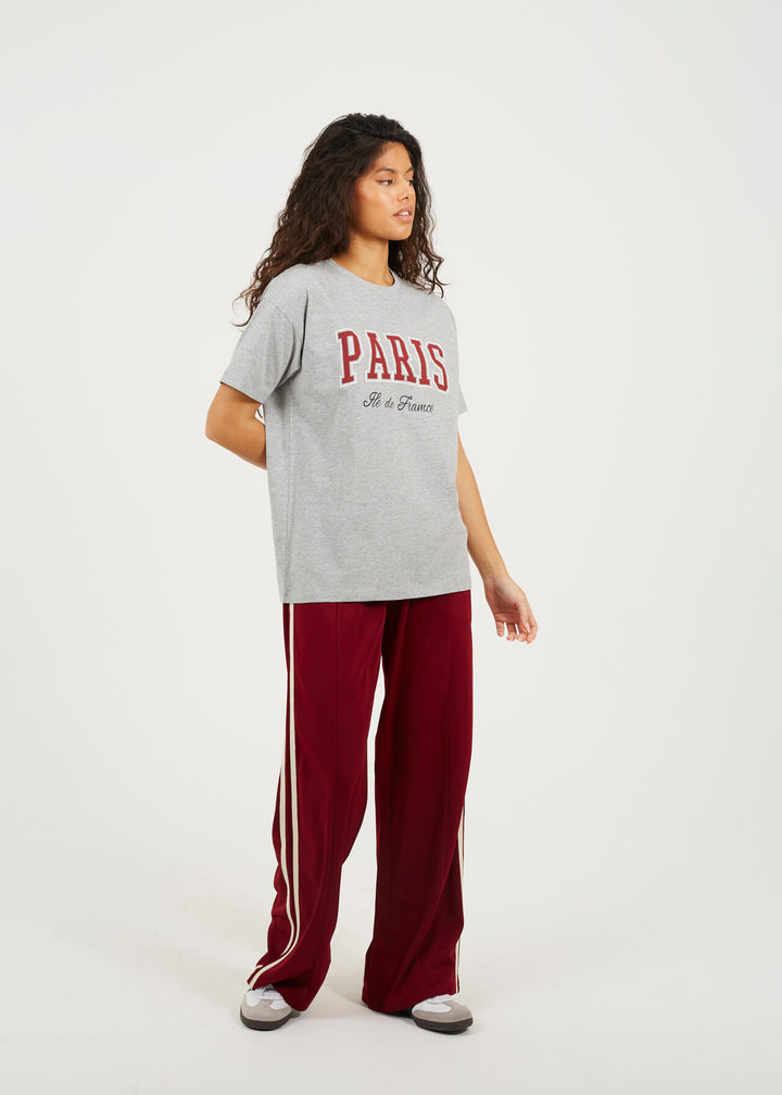 'PARIS' GRAPHIC RELAXED FIT T-SHIRT, DARK GREY MARL