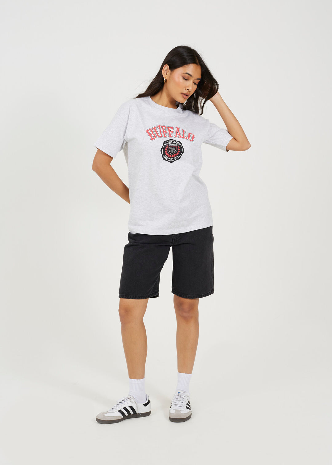 'BUFFALO' GRAPHIC RELAXED FIT T-SHIRT, SILVER GREY MARL