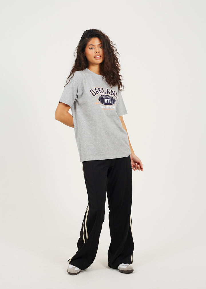 'OAKLAND' GRAPHIC RELAXED FIT T-SHIRT, DARK GREY MARL
