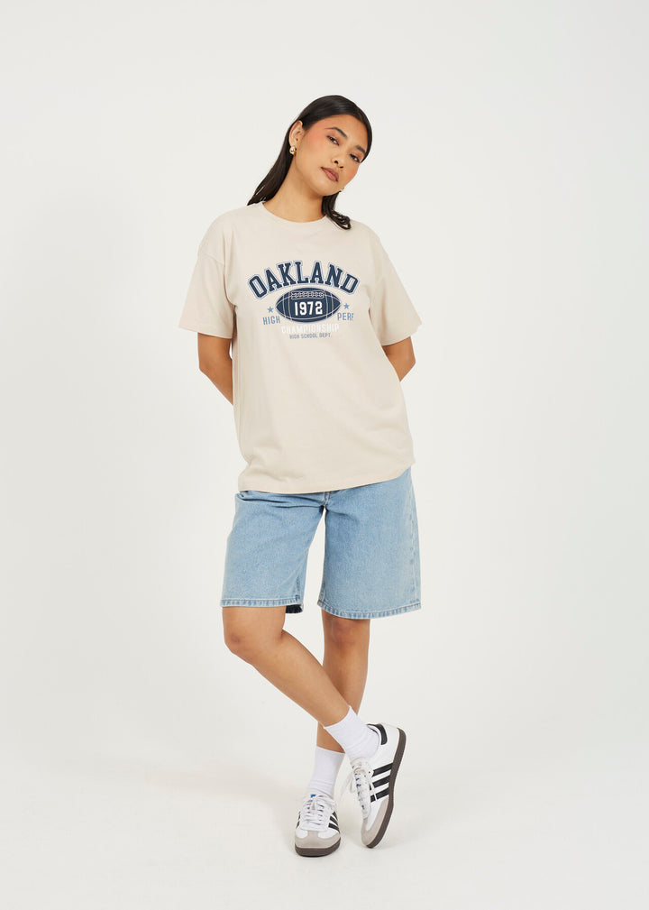 'OAKLAND' GRAPHIC RELAXED FIT T-SHIRT, TOFU