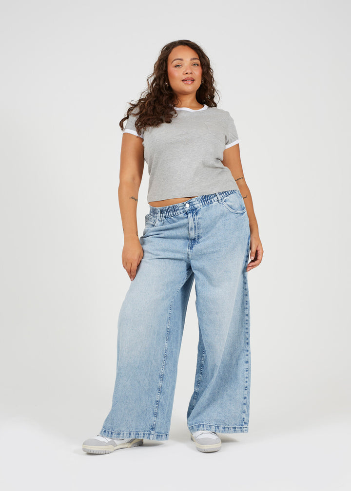 PLUS SIZE CONTRAST COLOUR CREW NECK RINGER T-SHIRT