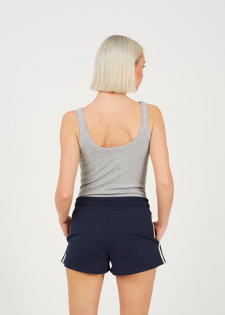 SCOOP NECK BASIC STRAPPY DESIGN BODYSUIT, GREY
