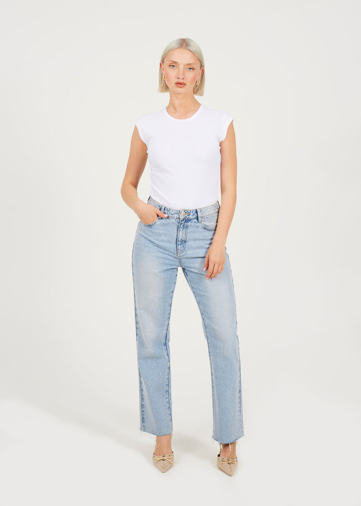 SHORT SLEEVE BASIC BODYSUIT, WHITE