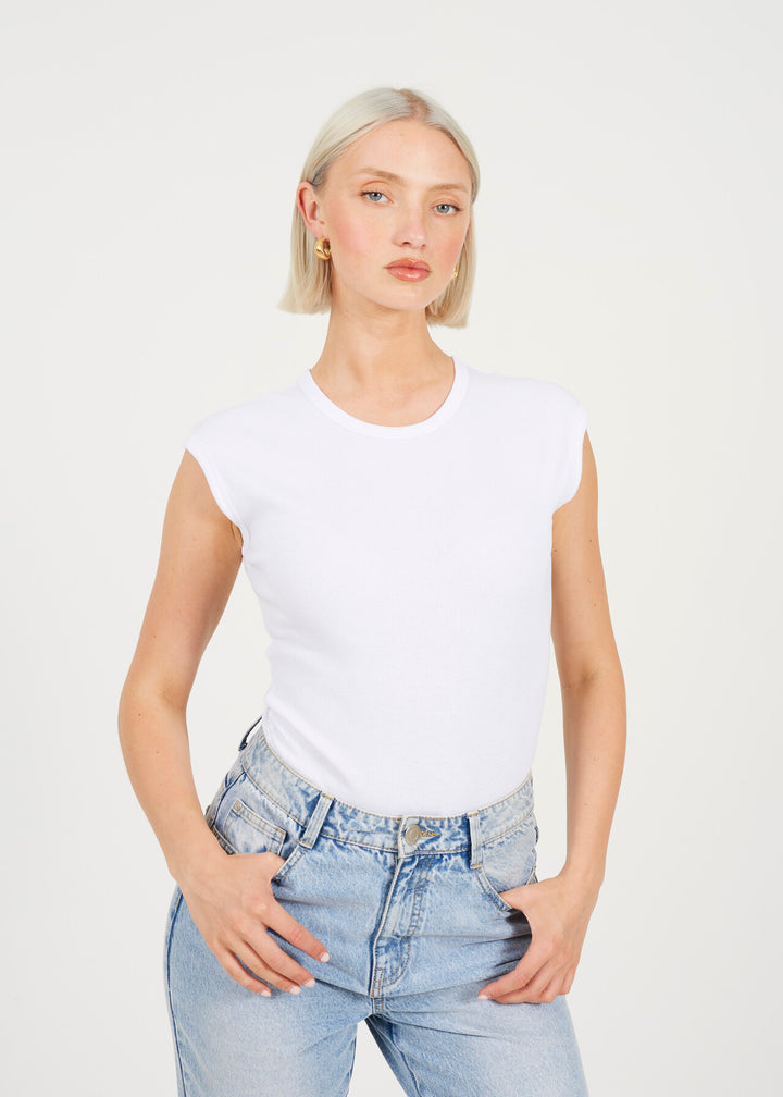 SHORT SLEEVE BASIC BODYSUIT, WHITE