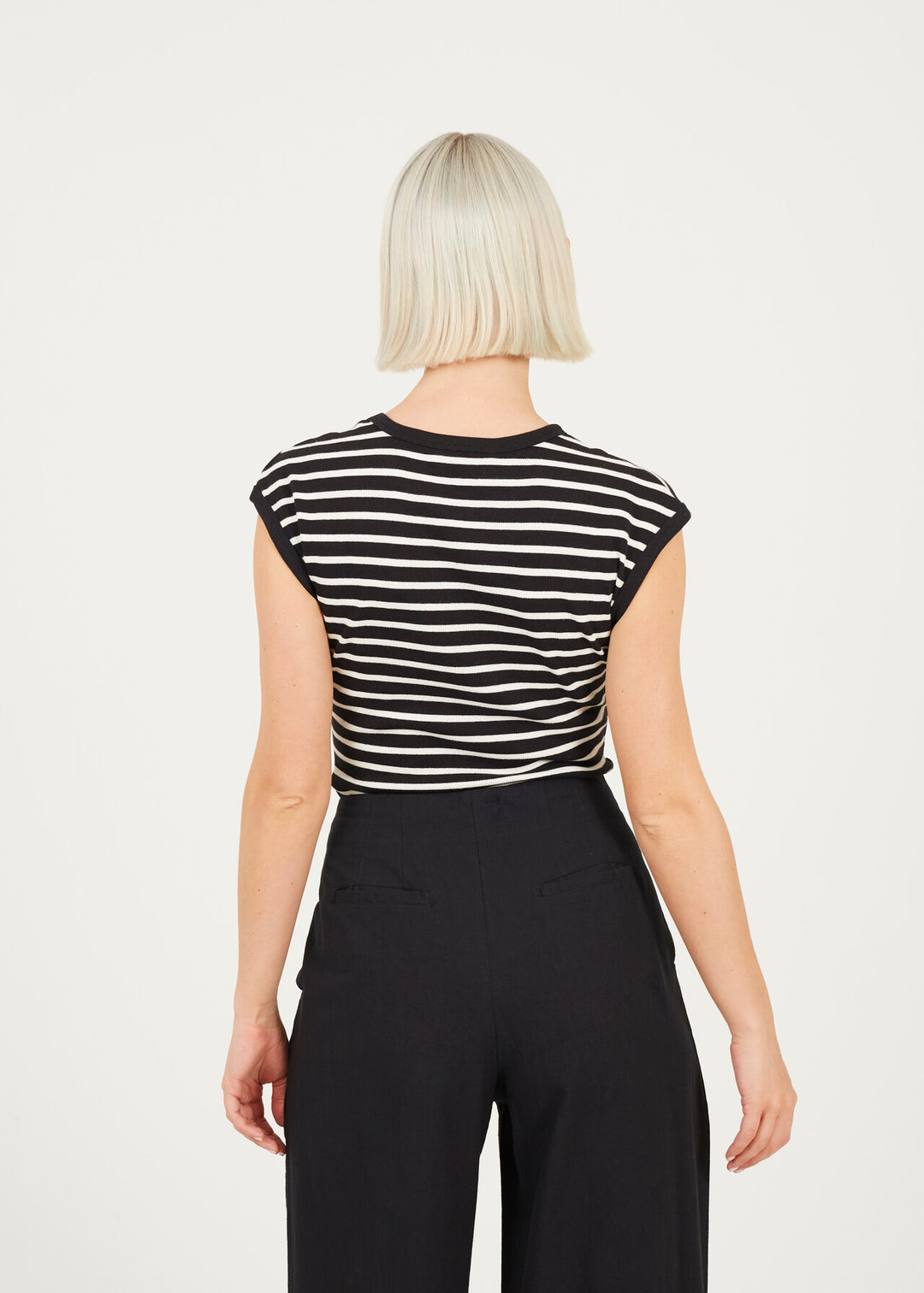 SHORT SLEEVE CREW NECK STRIPE BODYSUIT