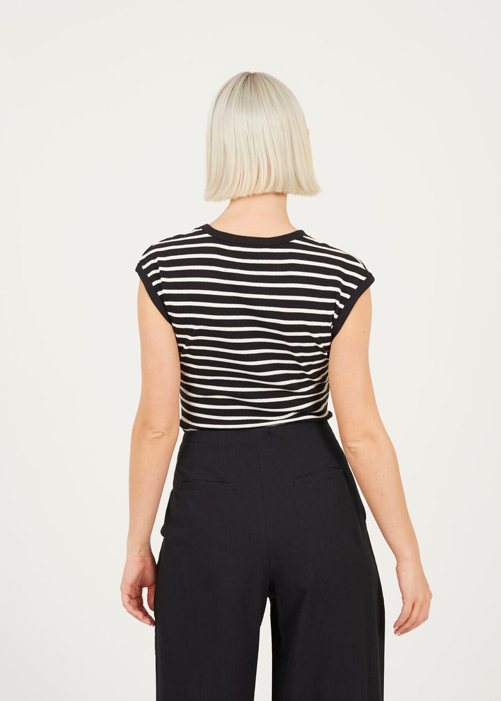 SHORT SLEEVE CREW NECK STRIPE BODYSUIT