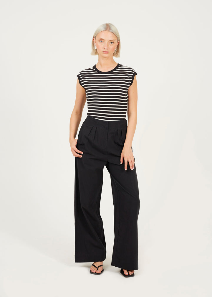 SHORT SLEEVE CREW NECK STRIPE BODYSUIT