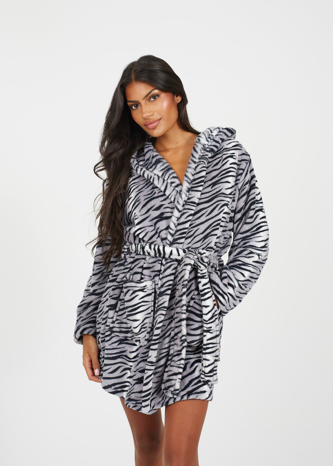 TIGER STRIPE SHERPA FLEECE DRESSING GOWN