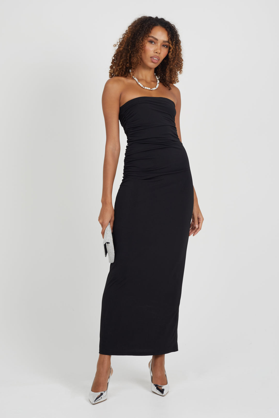 BANDEAU MAXI DRESS WITH RUCHING