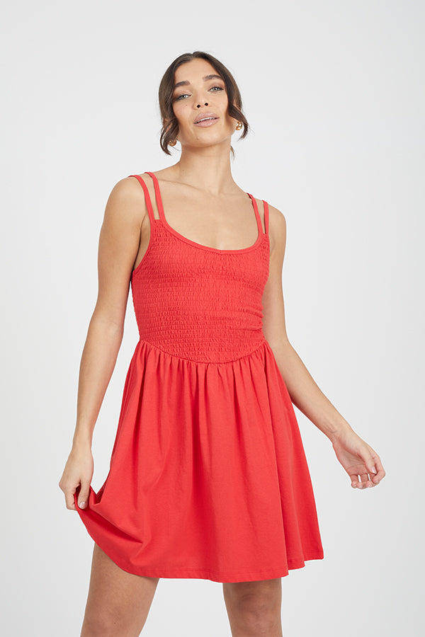 DOUBLE SPAGHETTI STRAP MINI DRESS