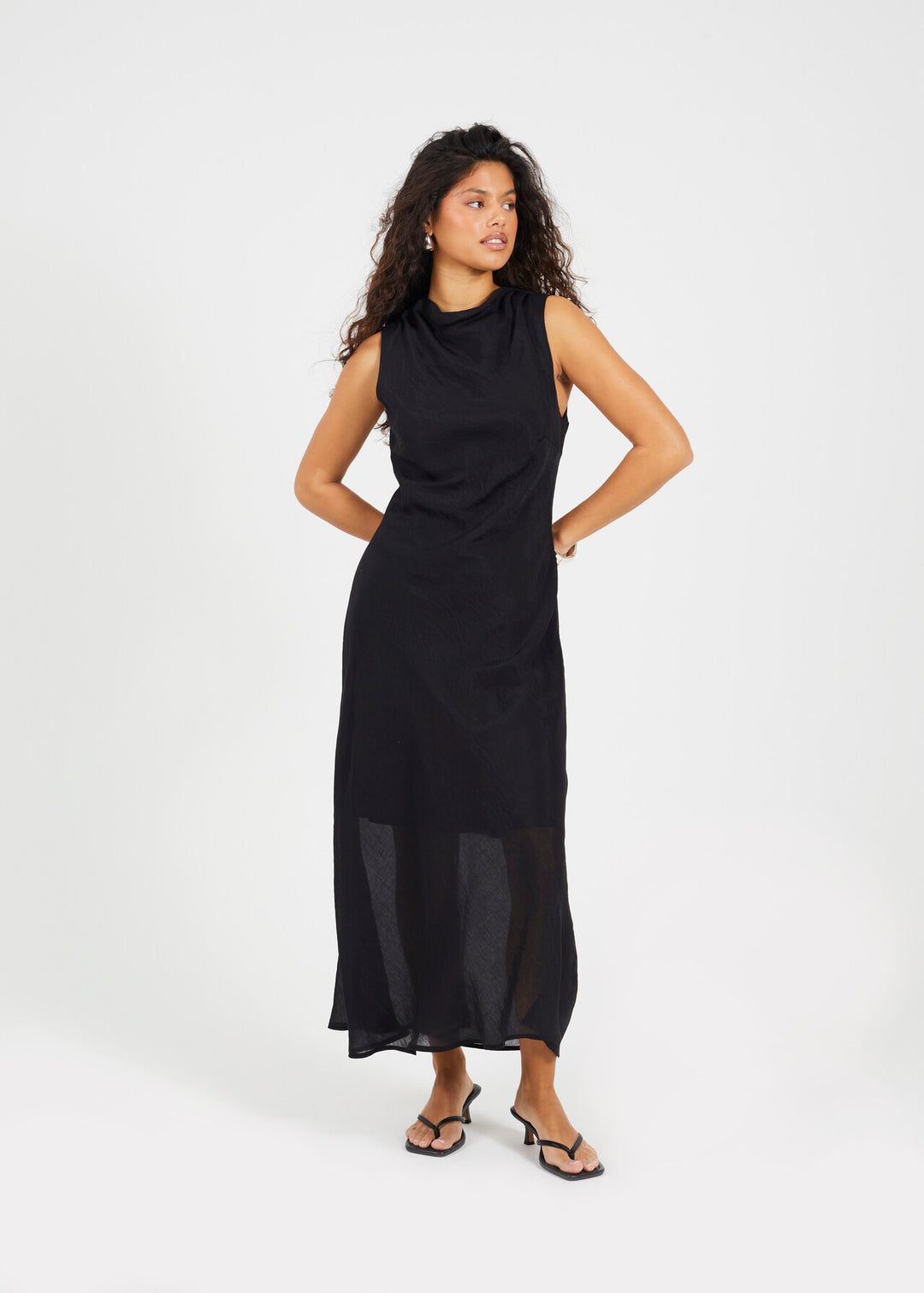 WOMENS WHOLESALE MIDI SLEEVELESS ASYMMETRIC BLACK MESH OVERLAY DRESS Whispering Smith WOMENS WHOLESALE MIDI SLEEVELESS ASYMMETRIC BLACK MESH OVERLAY DRESS Whispering Smith