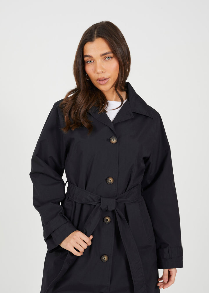 SINGLE BREASTED CLASSIC LONG LENGTH MAC, BLACK
