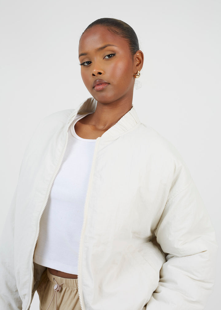 SHORT ELASTICATED JACKET, STONE