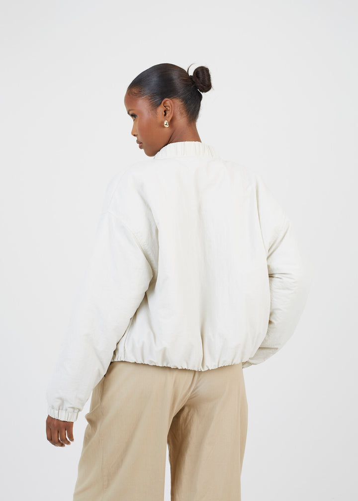 SHORT ELASTICATED JACKET, STONE