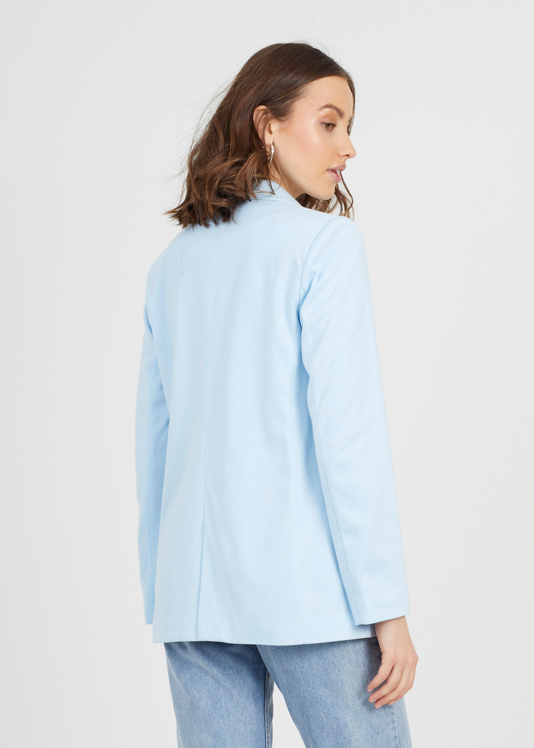 PALE BLUE DOUBLE BREASTED MILITARY STYLE BLAZER