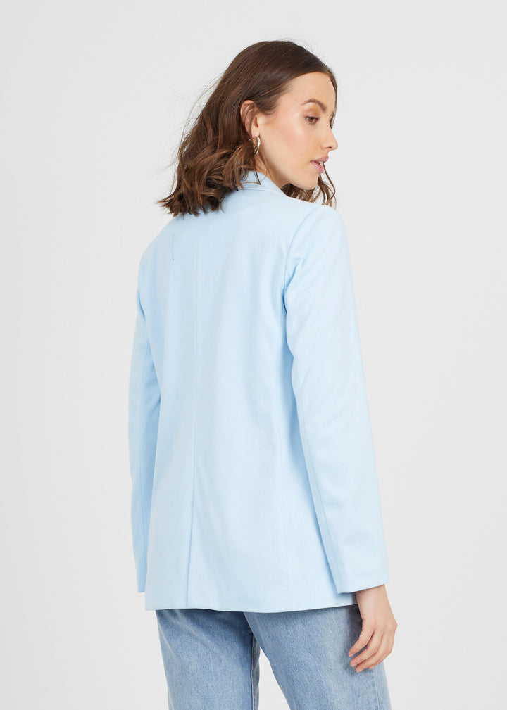 PALE BLUE DOUBLE BREASTED MILITARY STYLE BLAZER