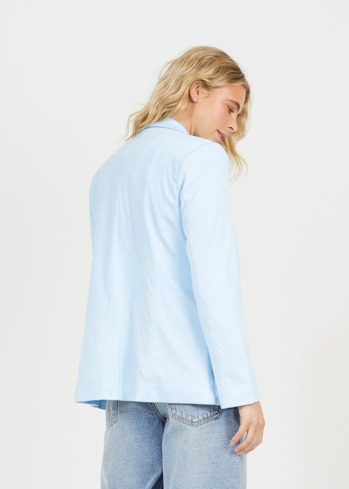 PALE BLUE PLAIN LONG SLEEVE JERSEY BLAZER