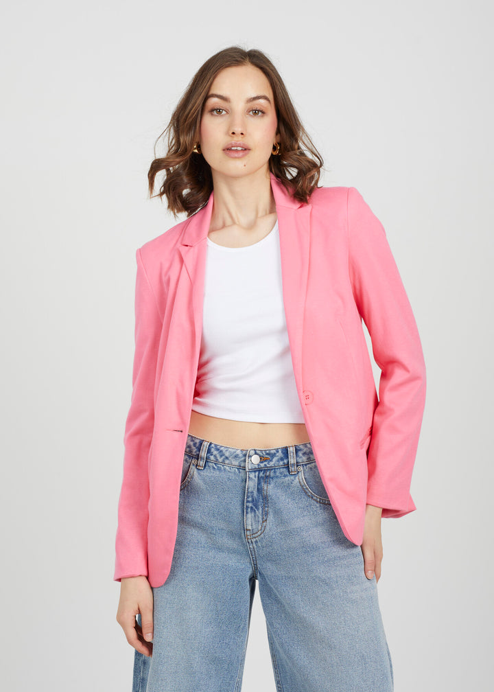 PINK LONG SLEEVE BUTTONED BLAZER