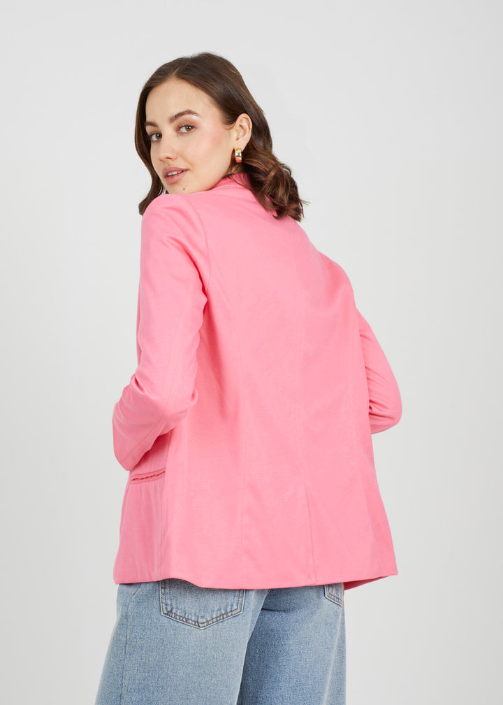 PINK LONG SLEEVE BUTTONED BLAZER