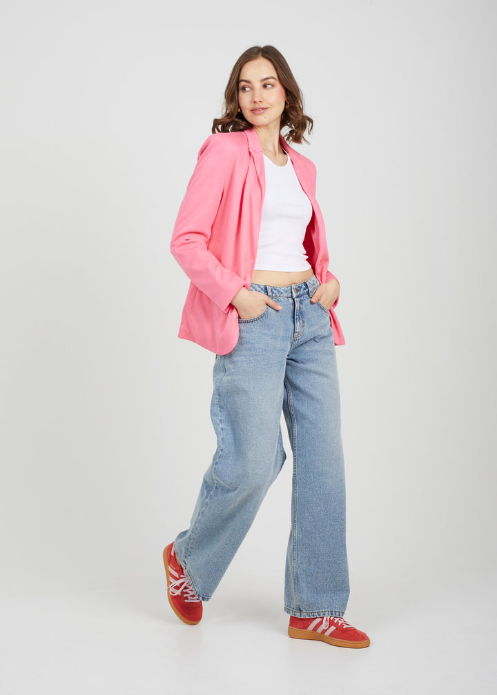 PINK LONG SLEEVE BUTTONED BLAZER