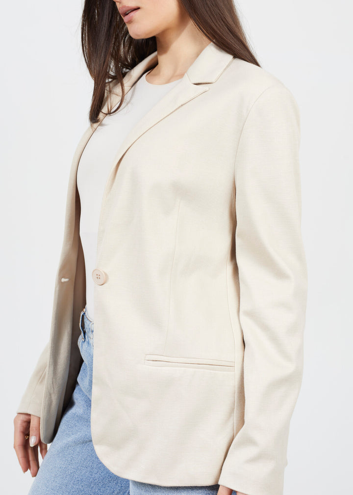 STONE SINGLE BREASTED BUTTON THROUGH BLAZER