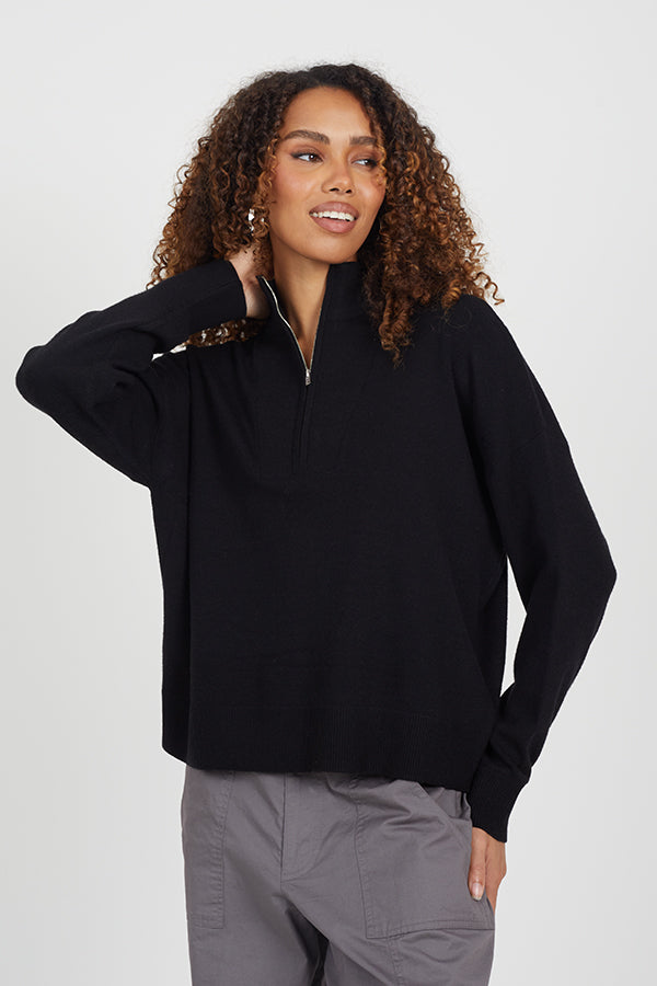 HALF ZIP NECK SOLID COLOUR SWEATSHIRT