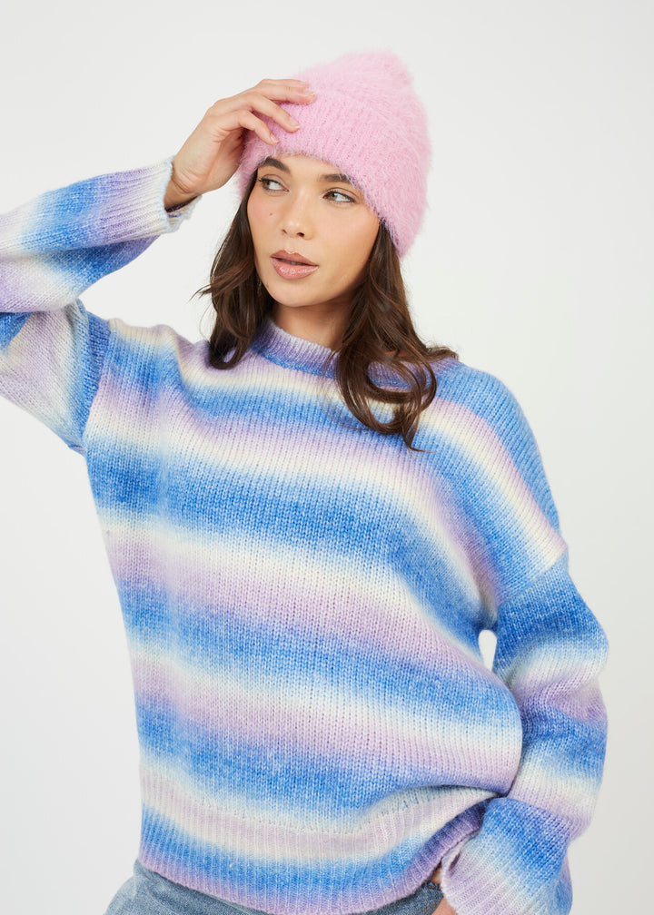 SPACE DYED CREW NECK JUMPER, BLUE MIX