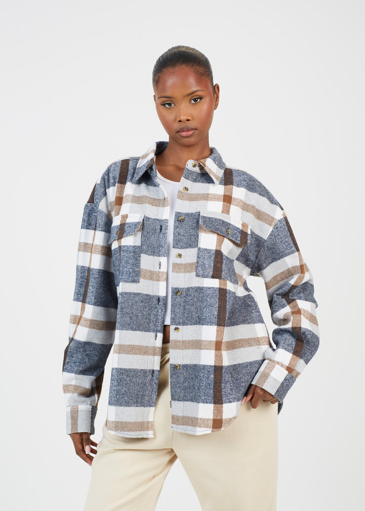 ALL OVER CHECK FLEECE SHIRT WITH CHEST POCKETS