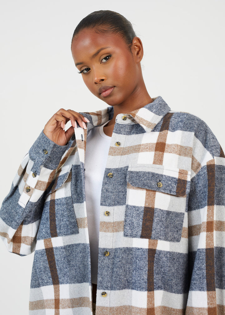 ALL OVER CHECK FLEECE SHIRT WITH CHEST POCKETS