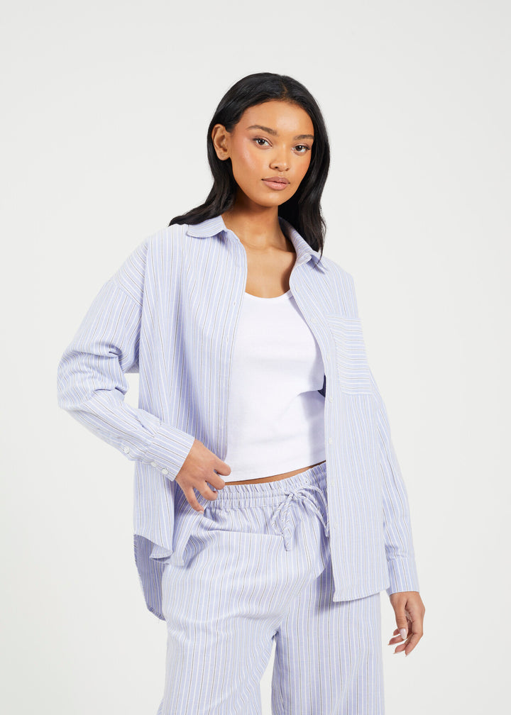STRIPED OVERSIZED BUTTON DOWN SHIRT