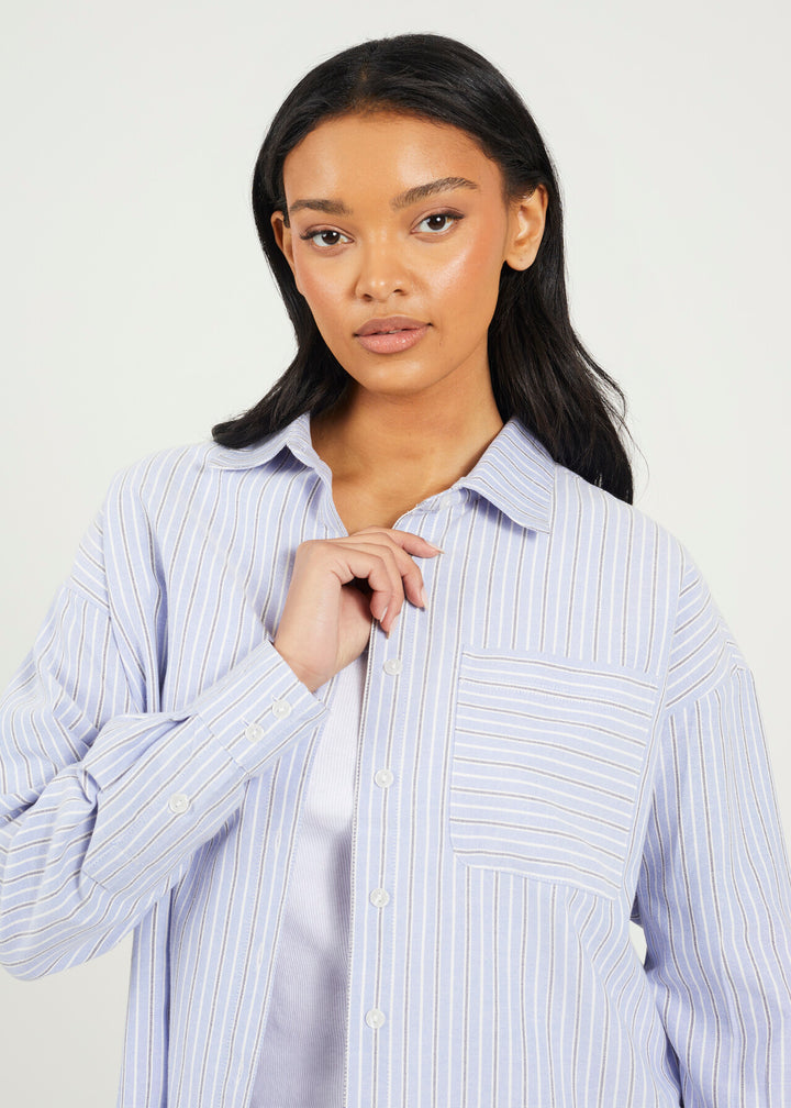 STRIPED OVERSIZED BUTTON DOWN SHIRT