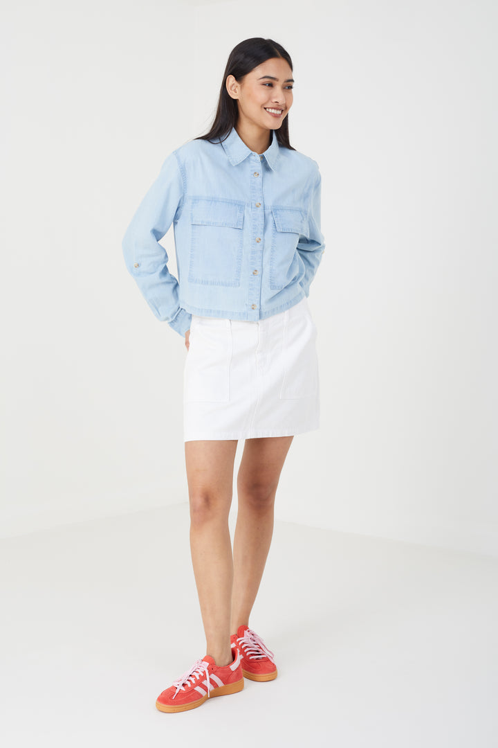 DENIM SHIRT WITH FRONT POCKET DETAIL
