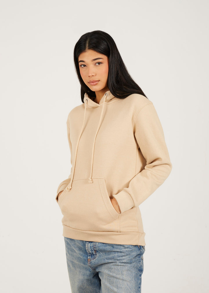 STONE PLAIN DRAWSTRING HOODED SWEATSHIRT