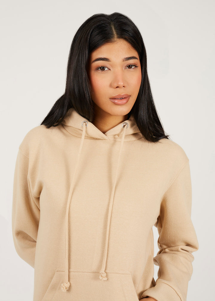 STONE PLAIN DRAWSTRING HOODED SWEATSHIRT