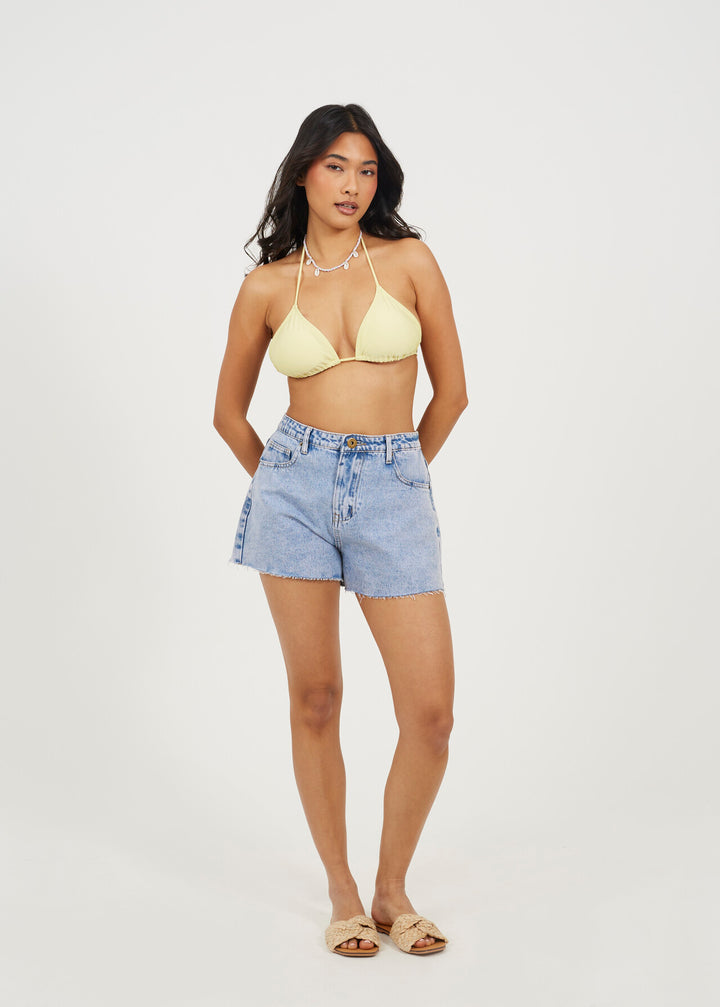 TIE UP TRIANGLE BIKINI TOP, YELLOW